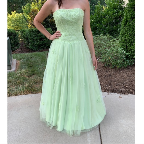pastel green prom dress